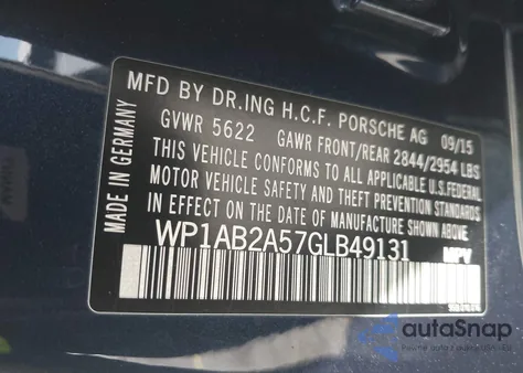 2016 Porsche Macan S из США, поврежденный, VIN WP1AB2A57GLB49131